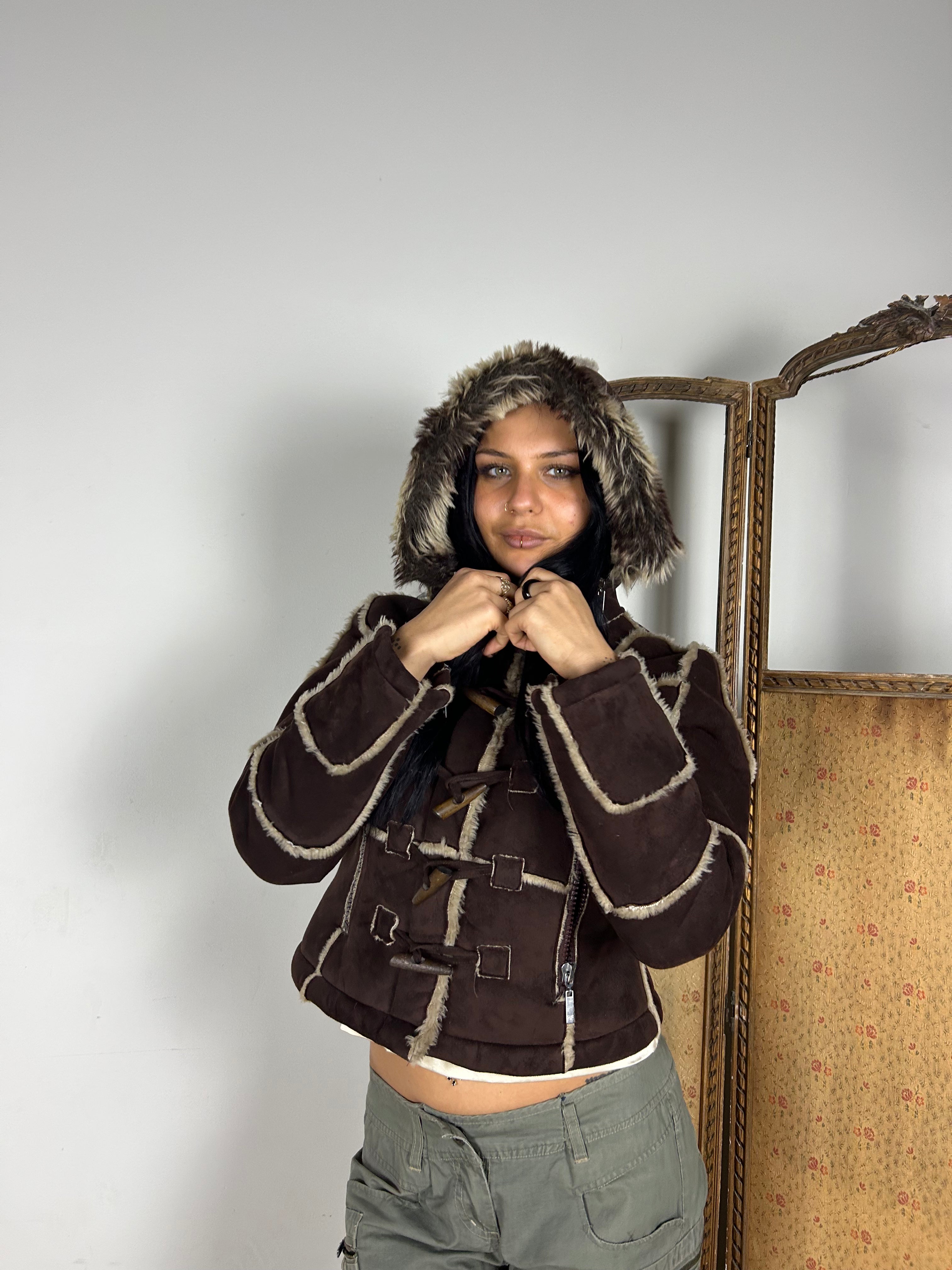 Brown Winter Cropped Coat