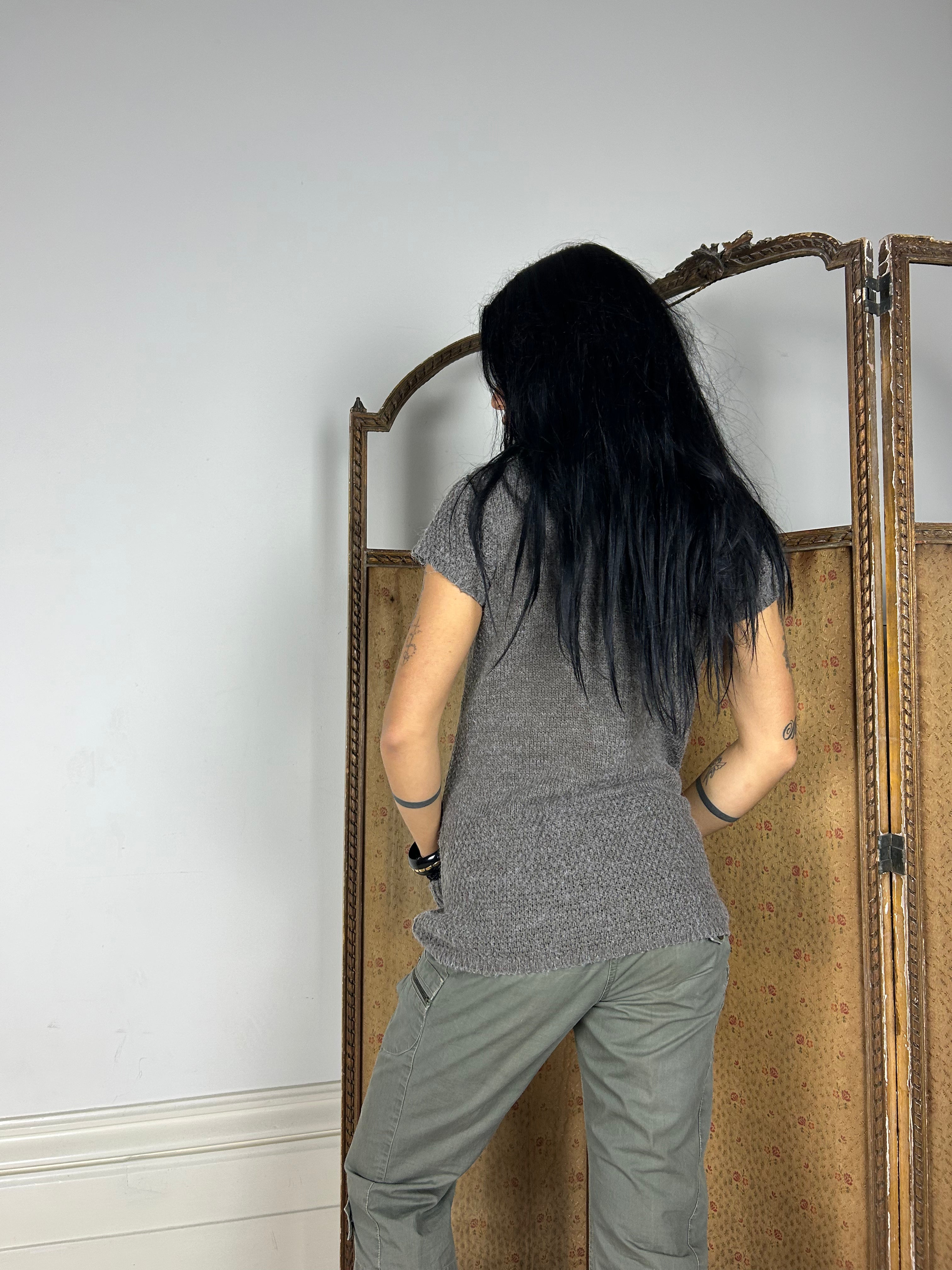 Knit High Neck Top With Pockets