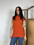 Orange Knit High Neck Top