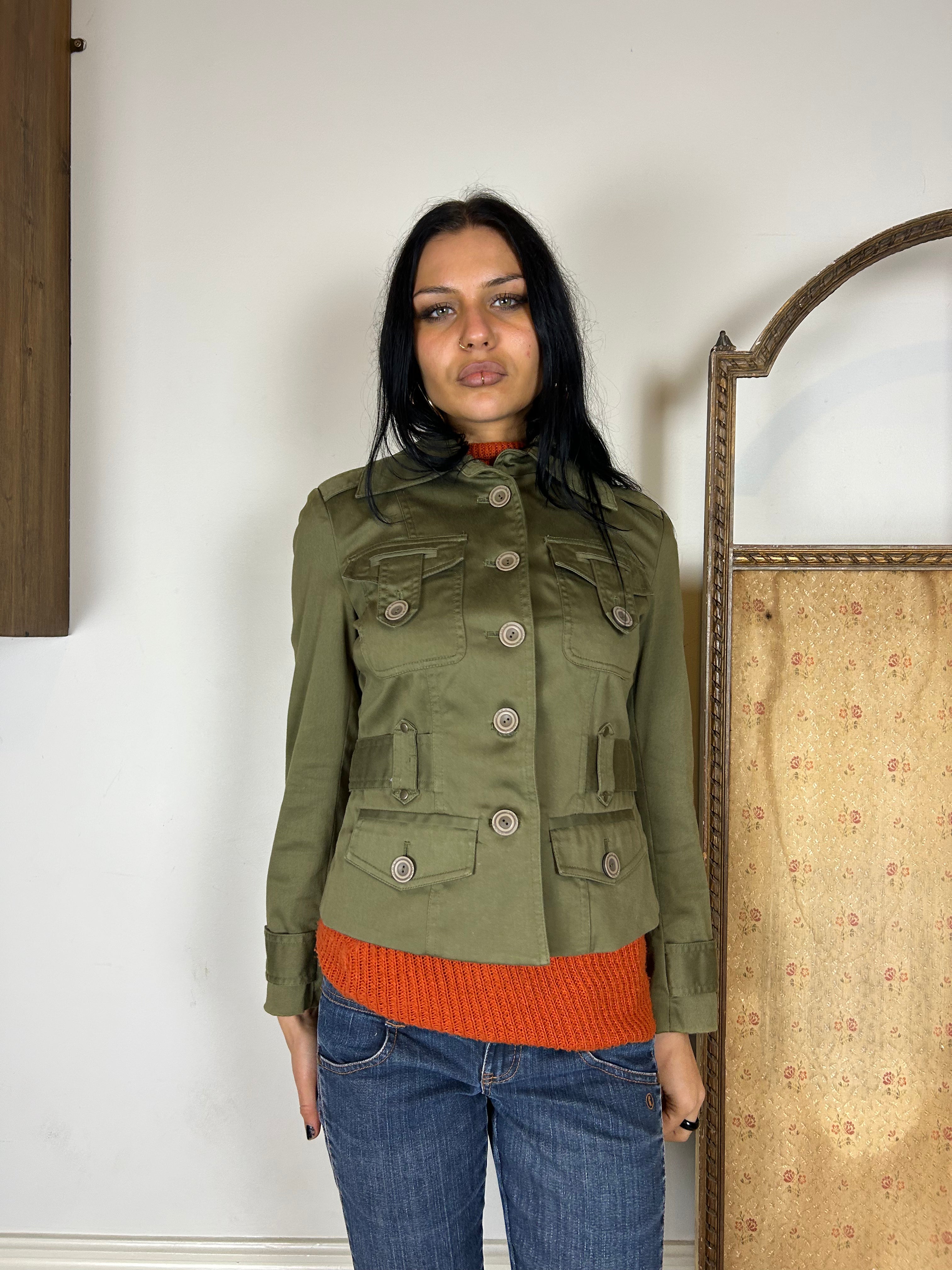 Green Cropped Fitted Jacket