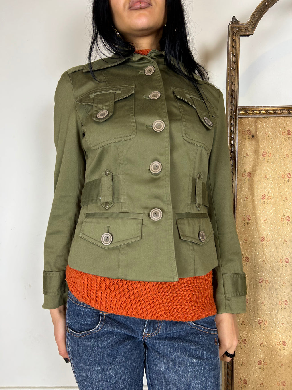 Green Cropped Fitted Jacket