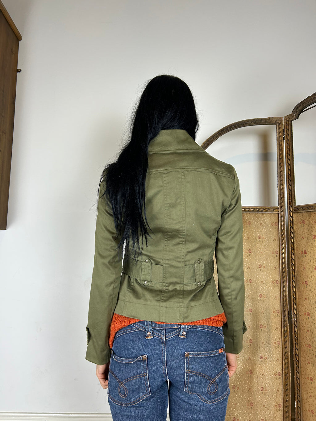 Green Cropped Fitted Jacket