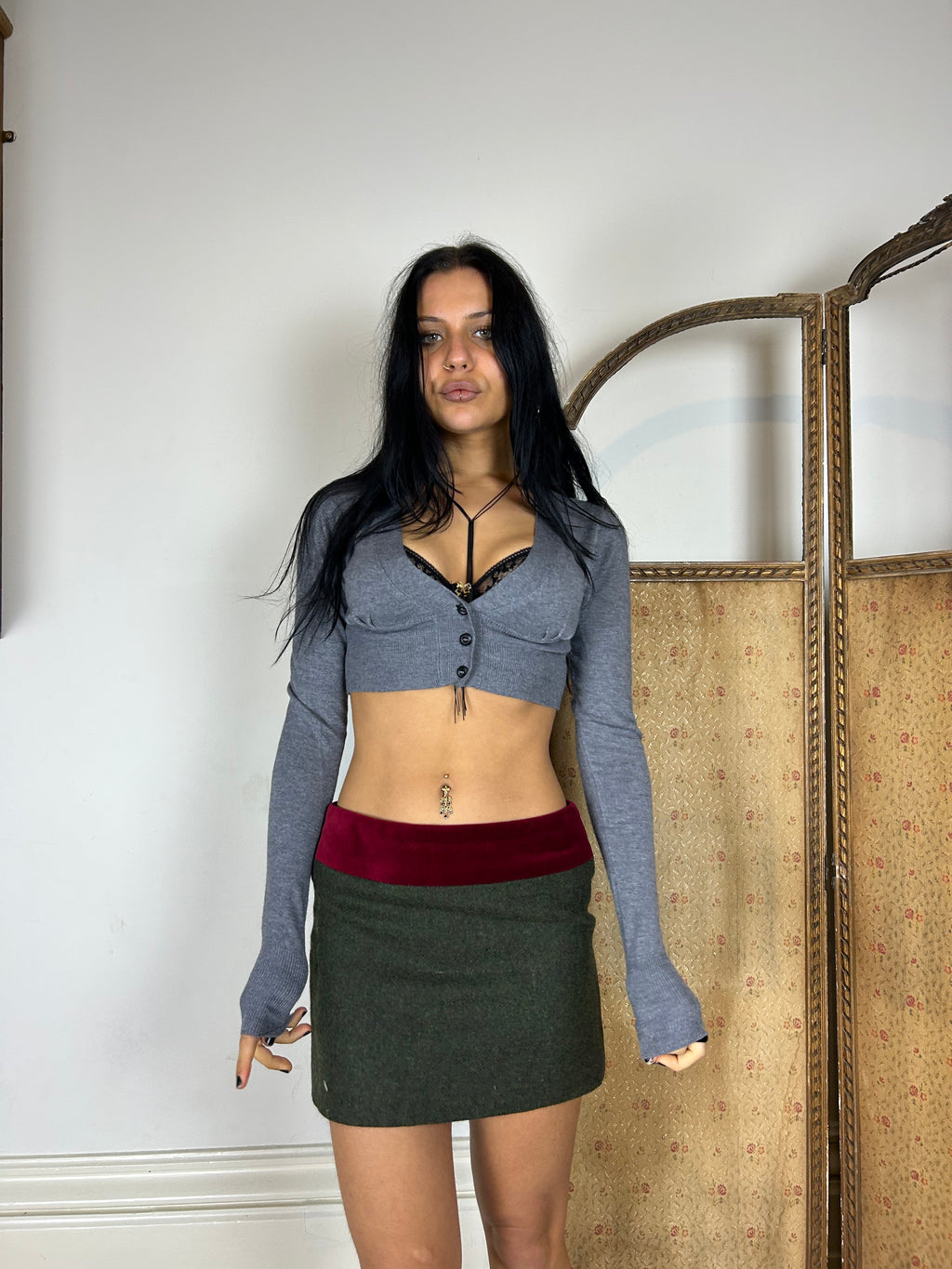 Grey Cropped Cardigan