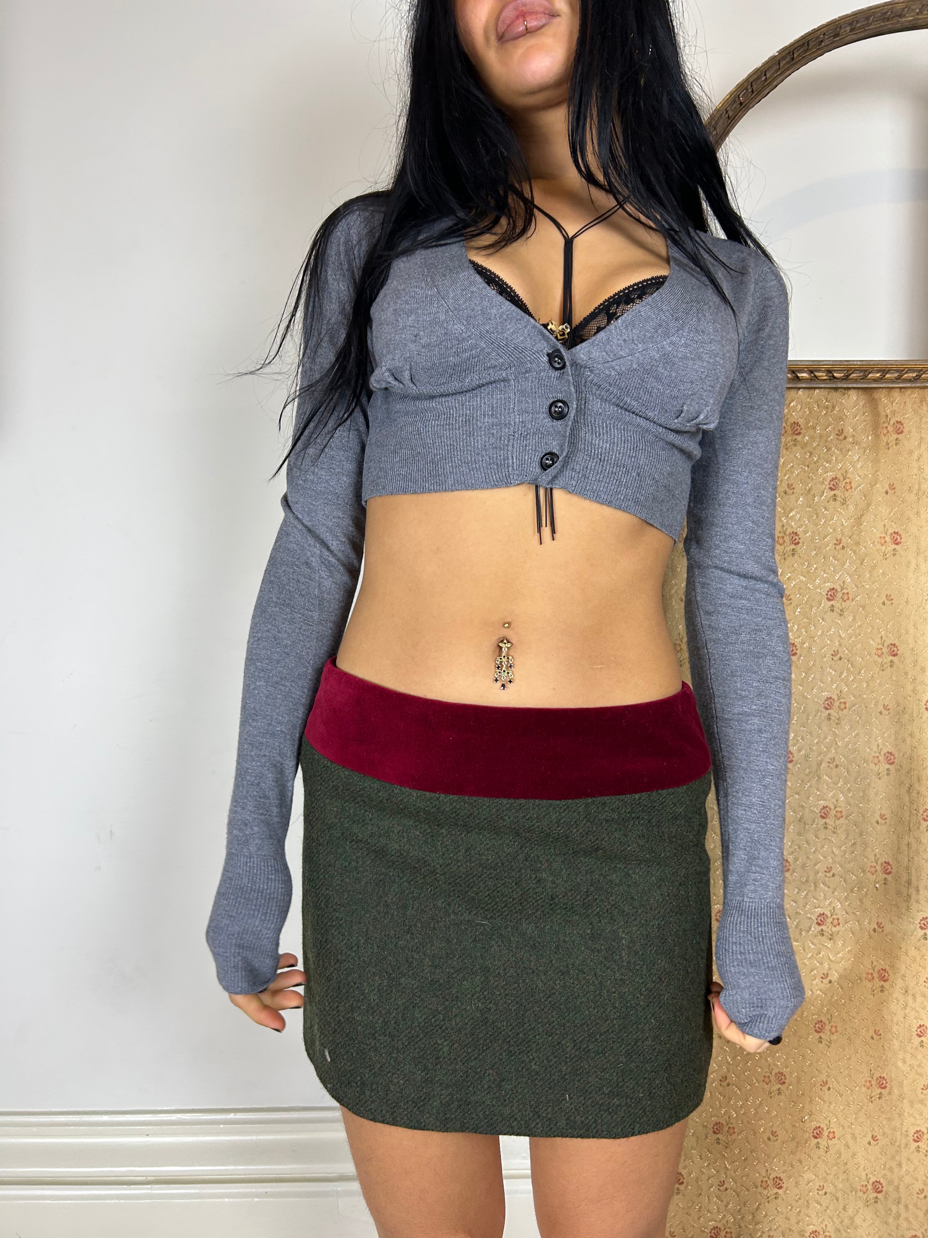 Grey Cropped Cardigan