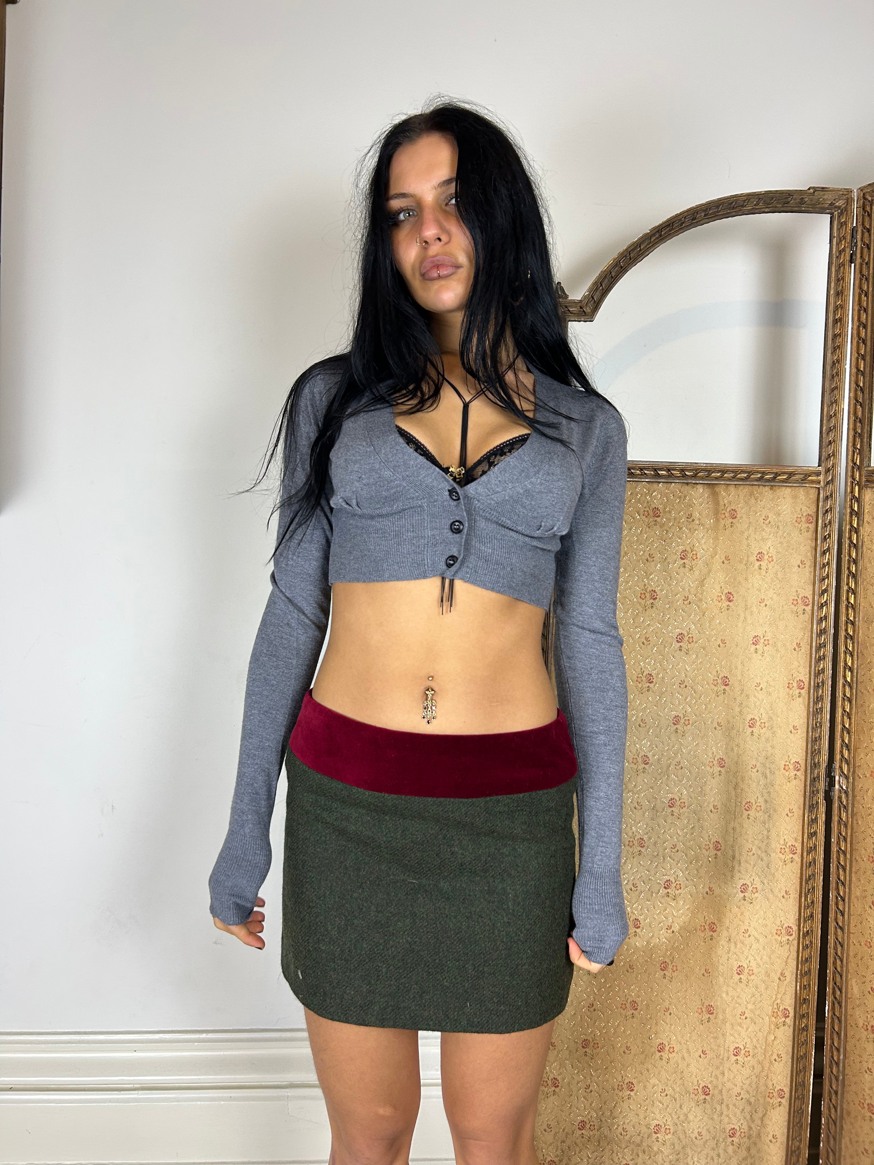 Grey Cropped Cardigan