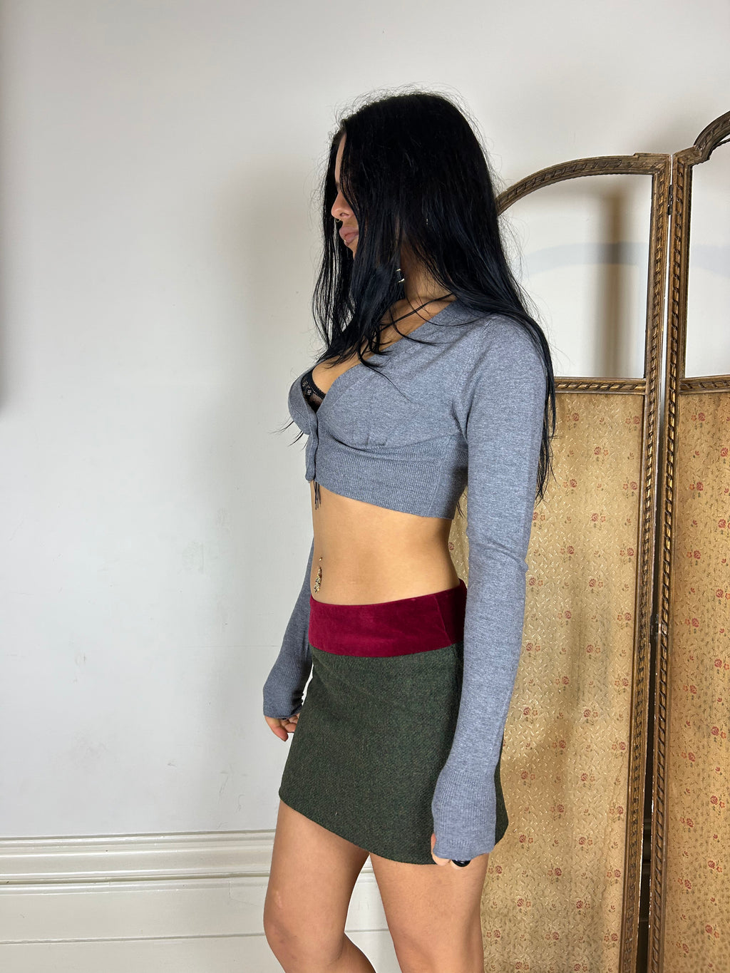 Grey Cropped Cardigan