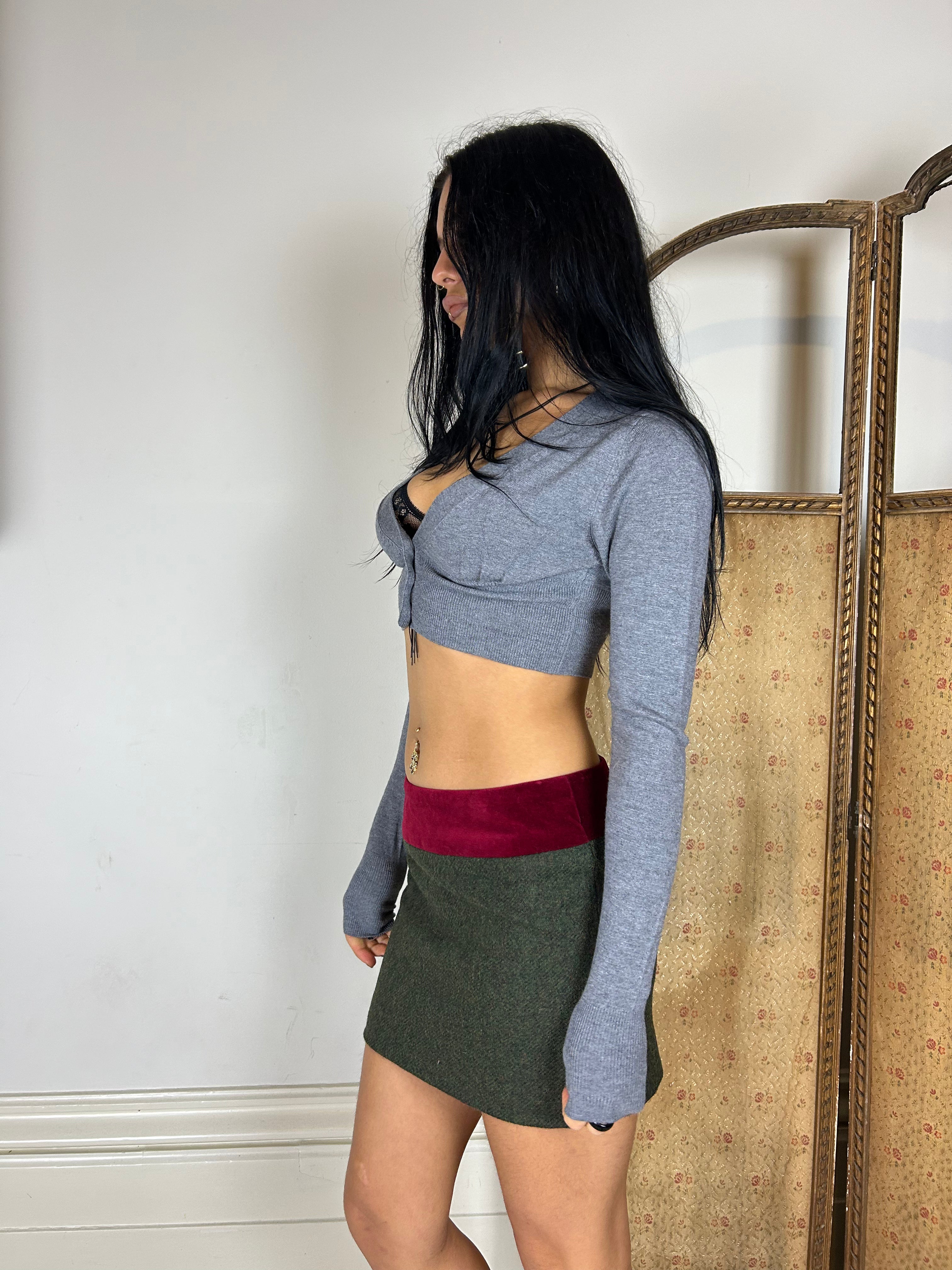 Grey Cropped Cardigan