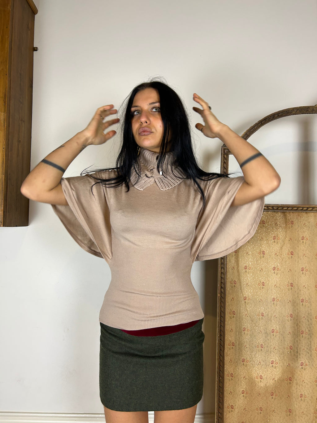 Cropped Bat Wing Top