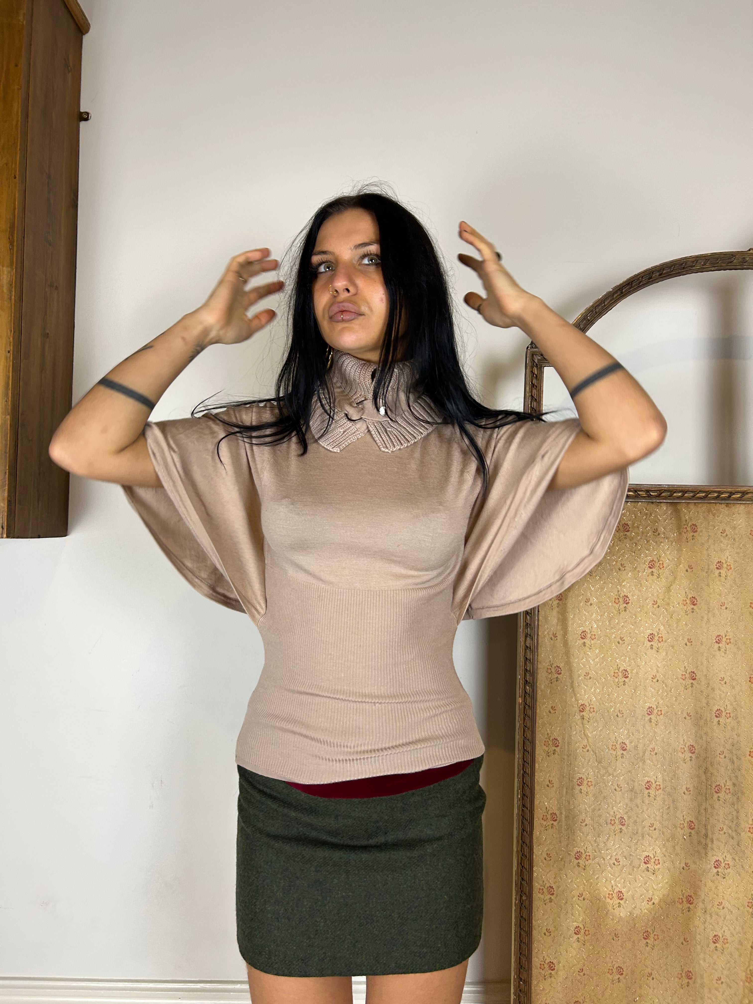 Cropped Bat Wing Top