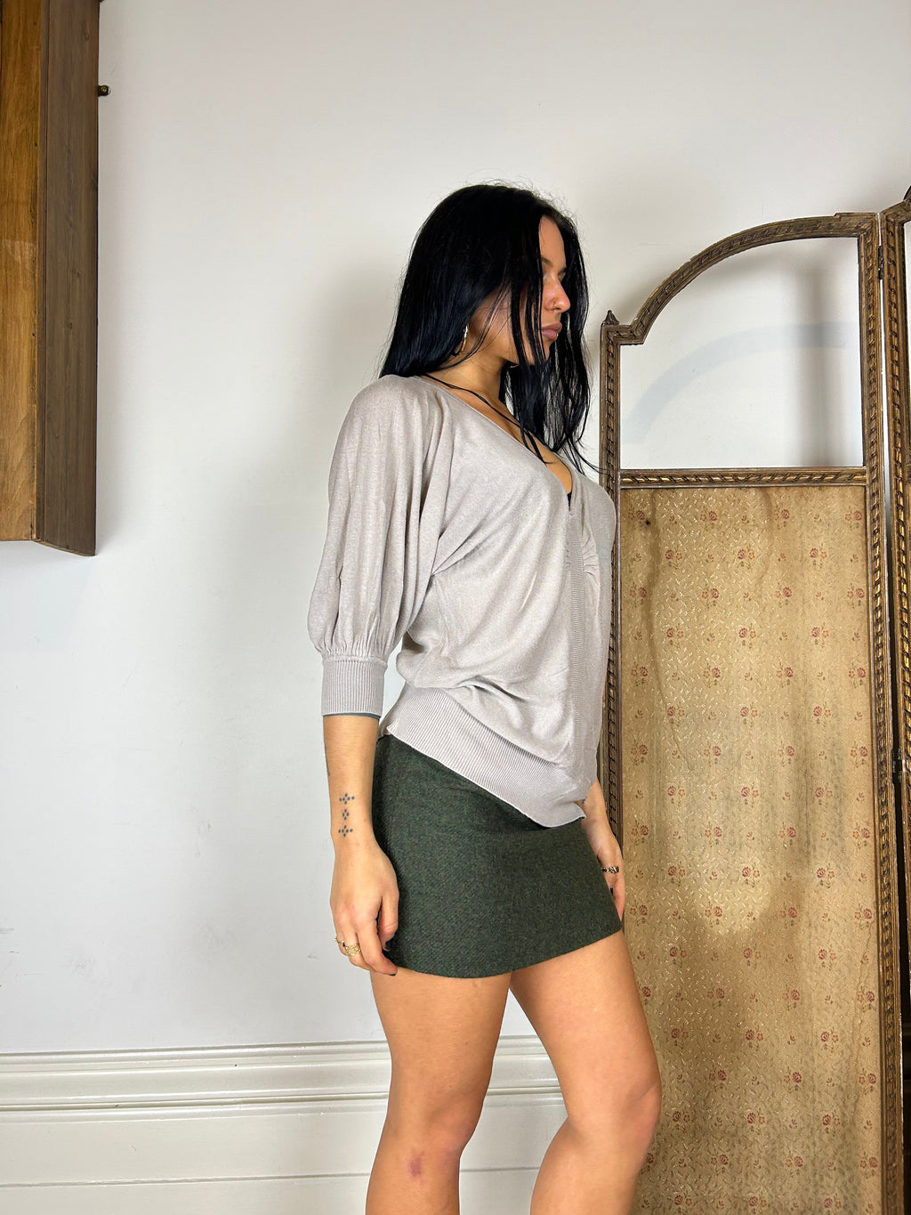 Taupe Batwing Top