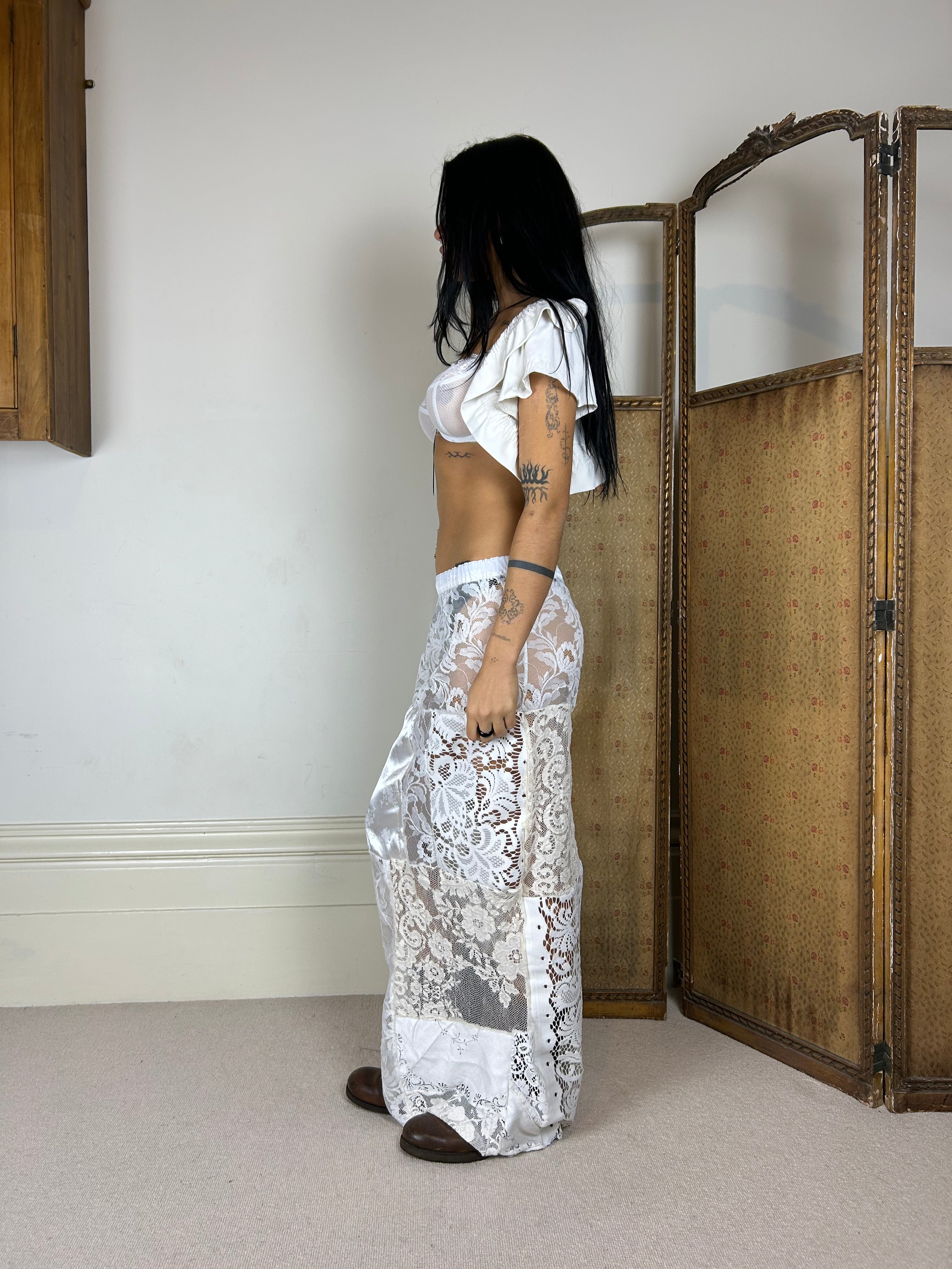 Handmade Vintage Lace Patchwork Skirt