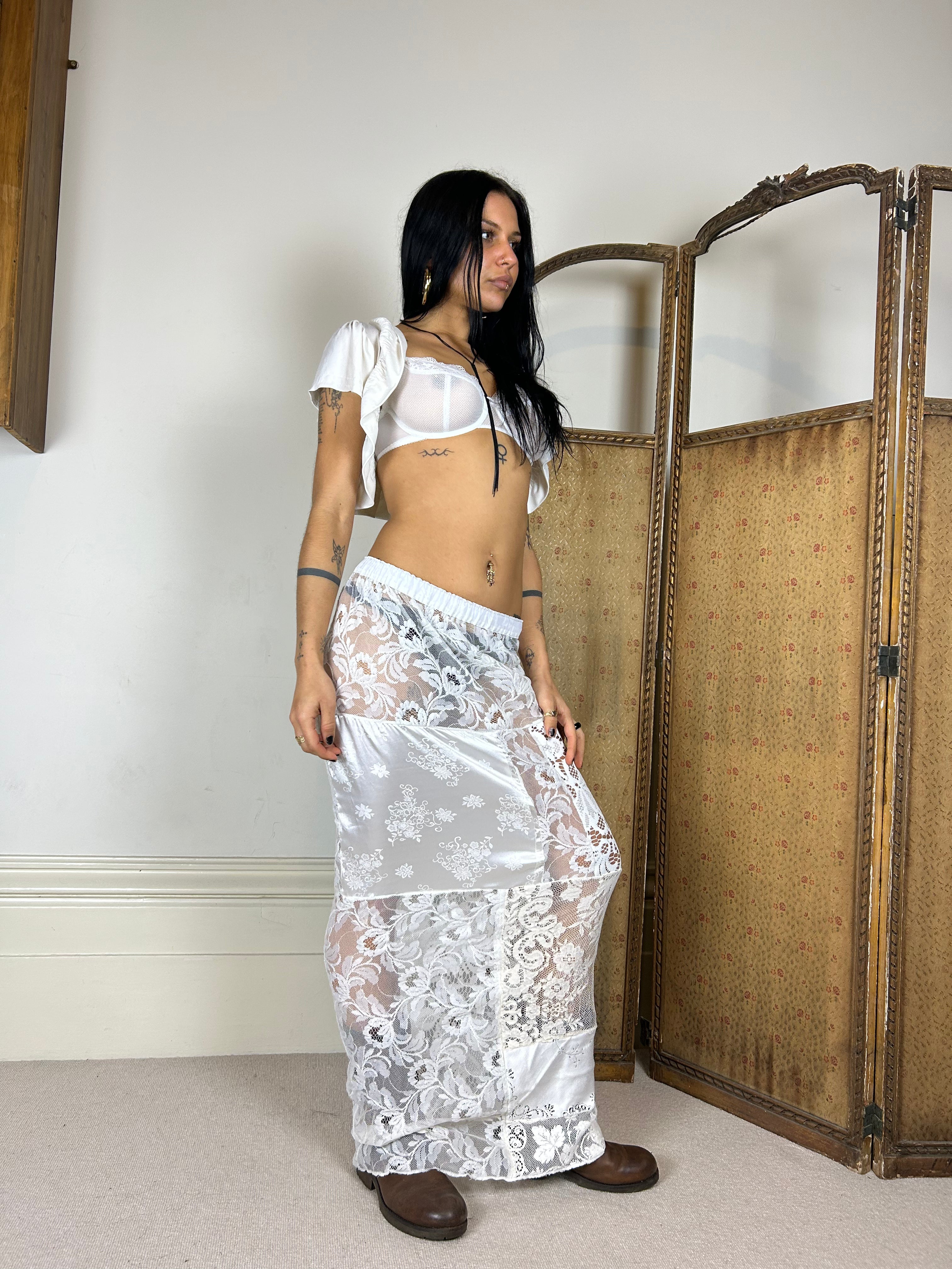 Handmade Vintage Lace Patchwork Skirt