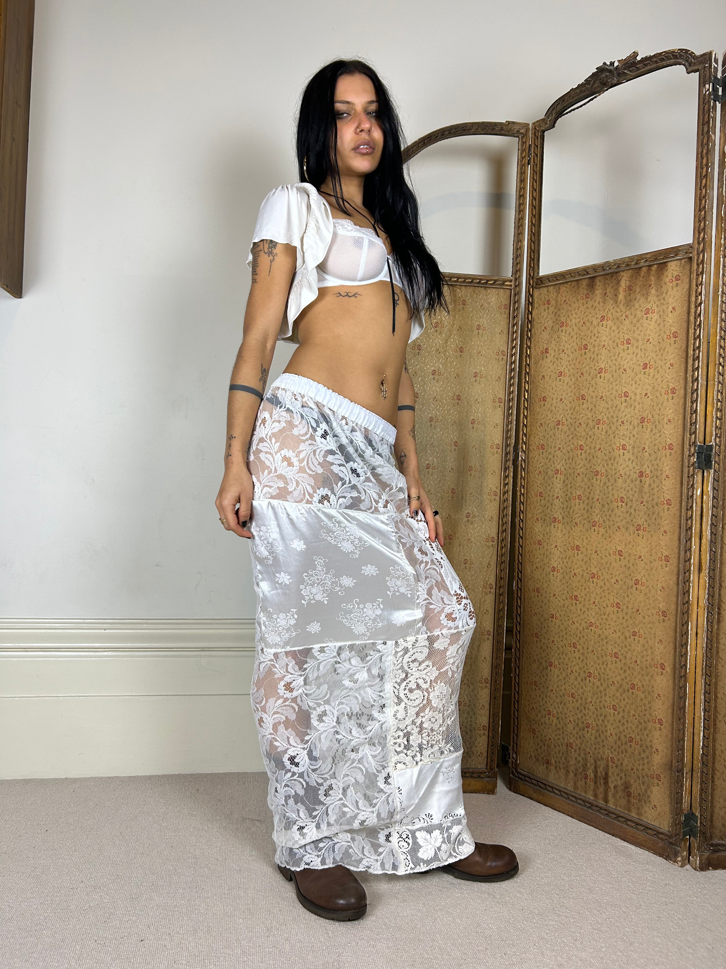 Handmade Vintage Lace Patchwork Skirt