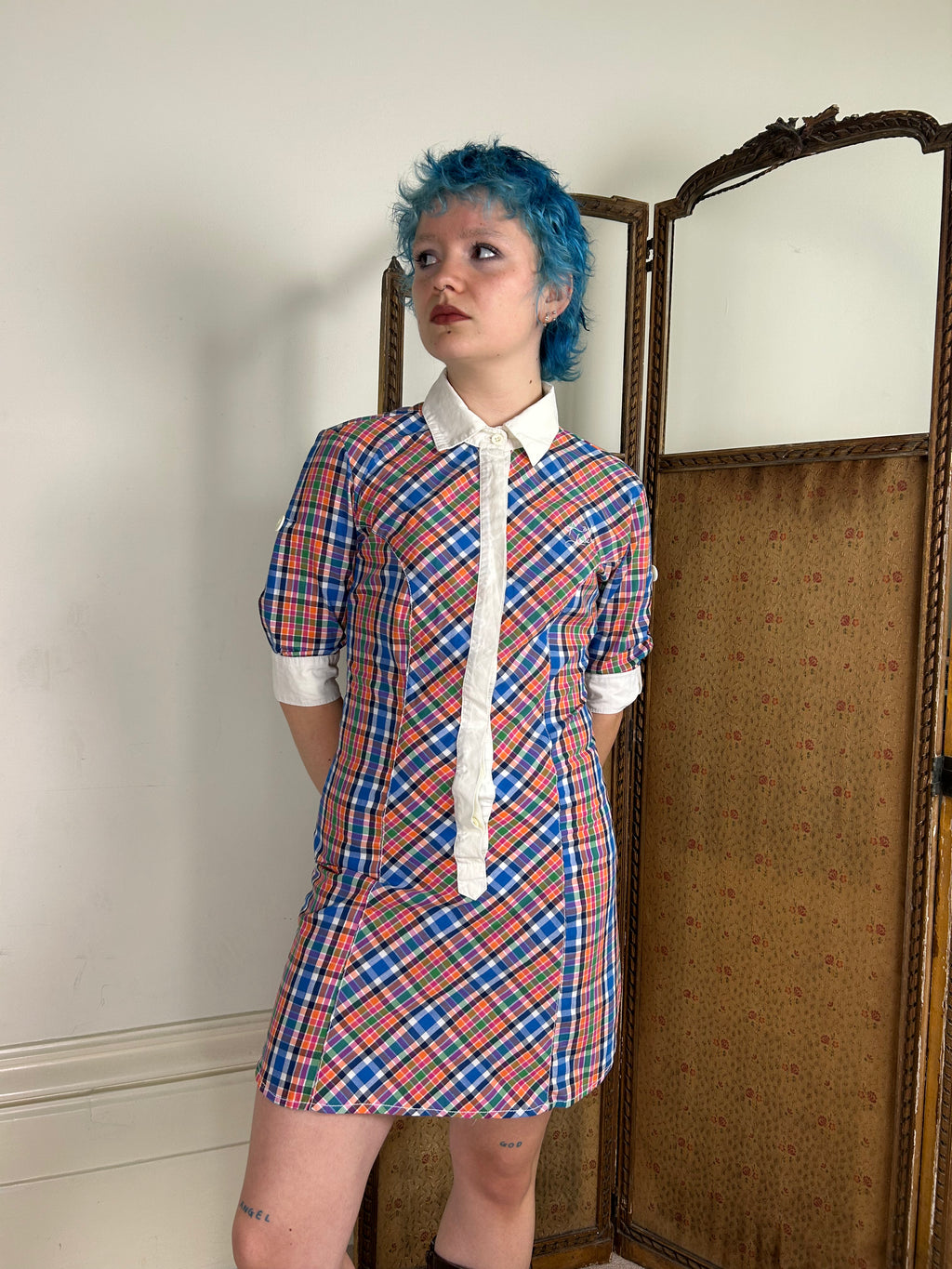 Vintage Tartan Shirt Dress