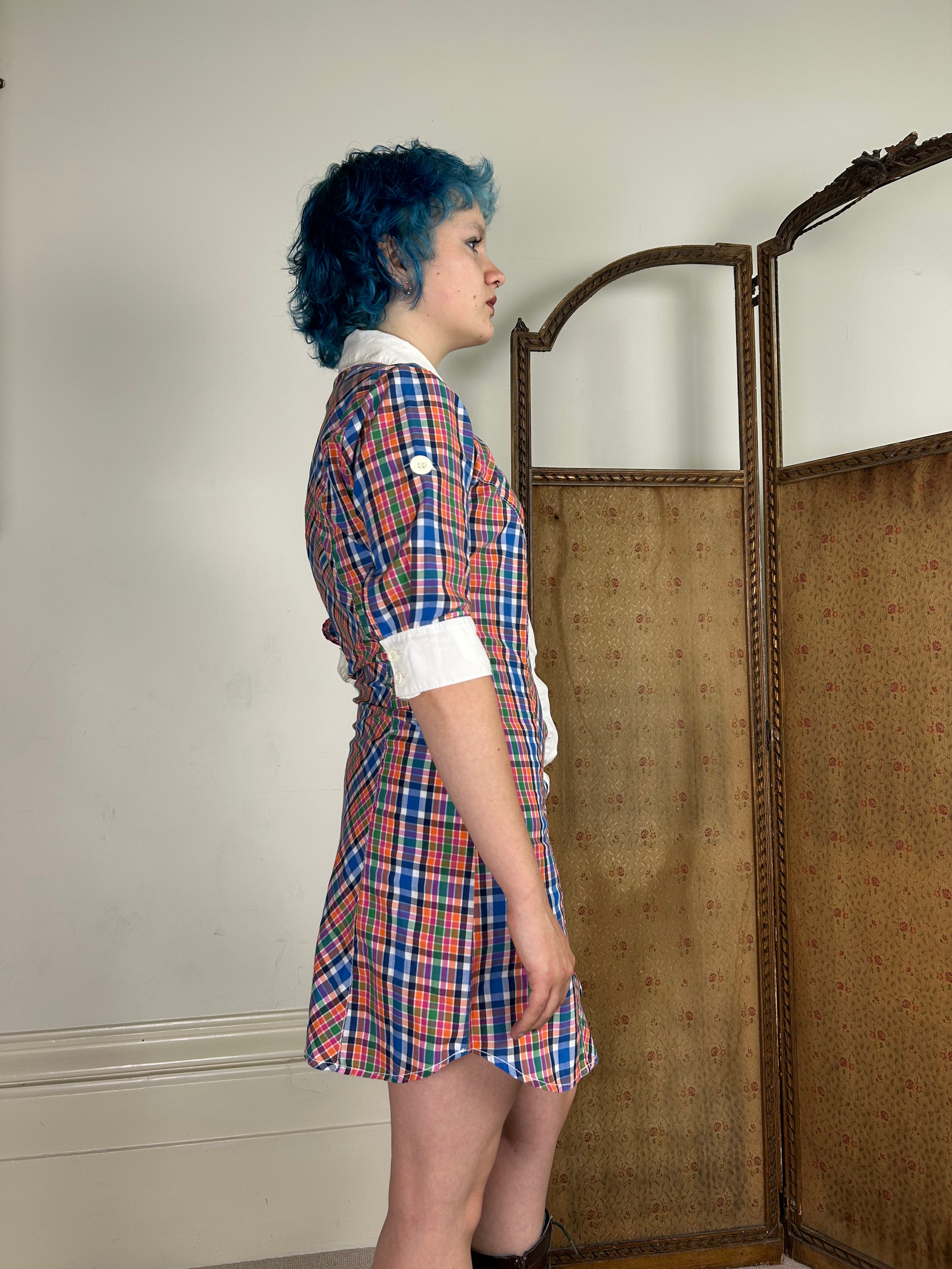 Vintage Tartan Shirt Dress