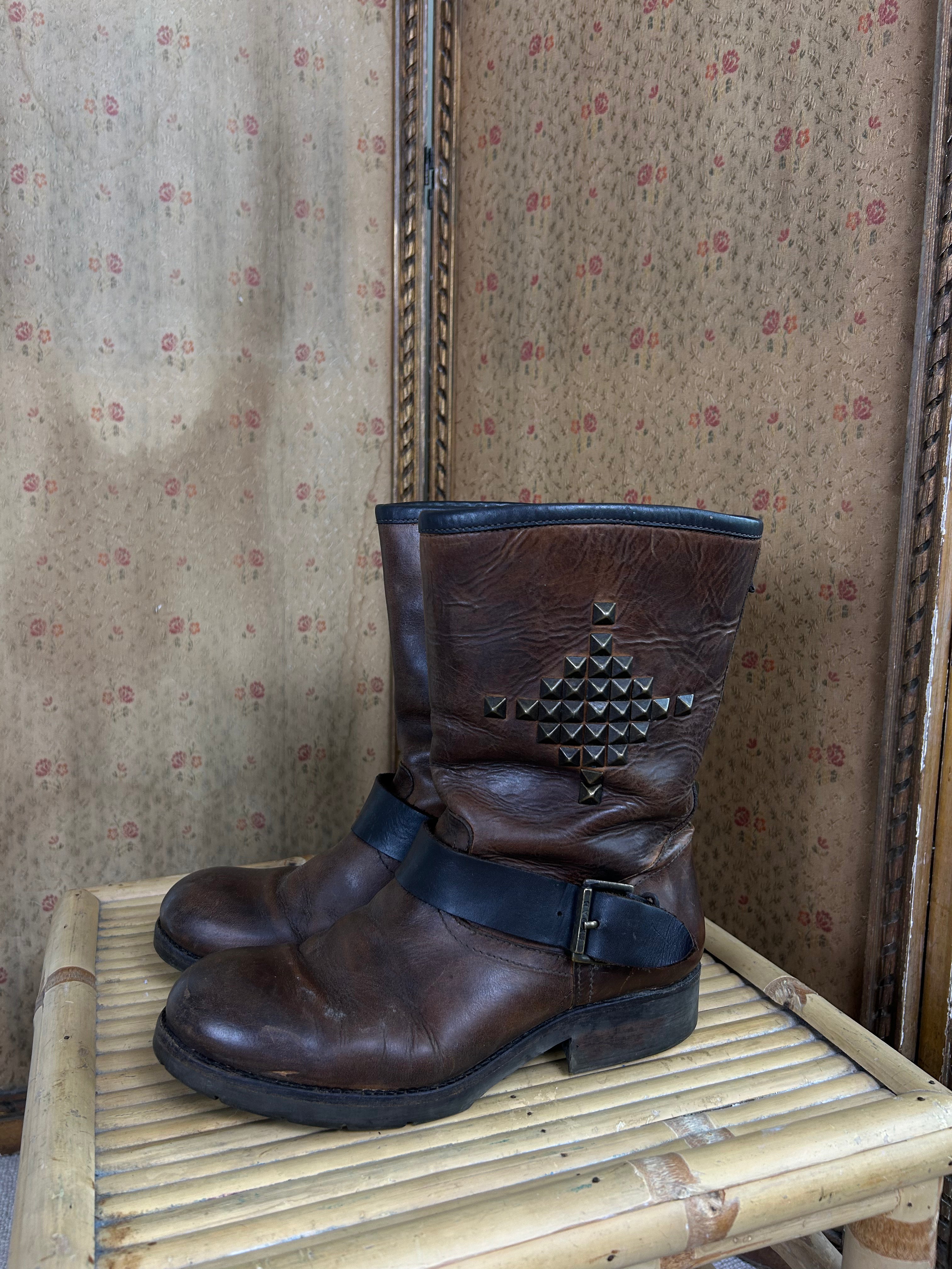 Leather Studded Boots